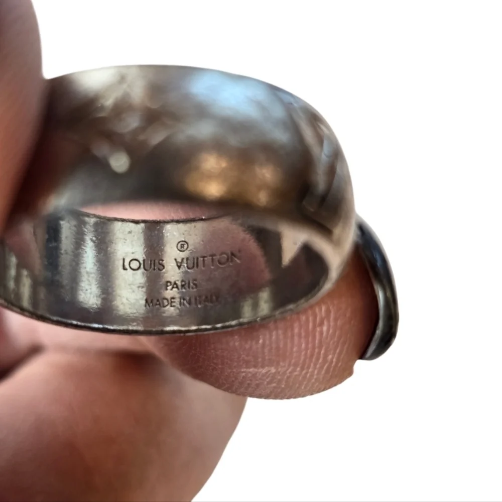 Louis Vuitton Men's Zamac Monogram Palladium Wide Band Ring 9